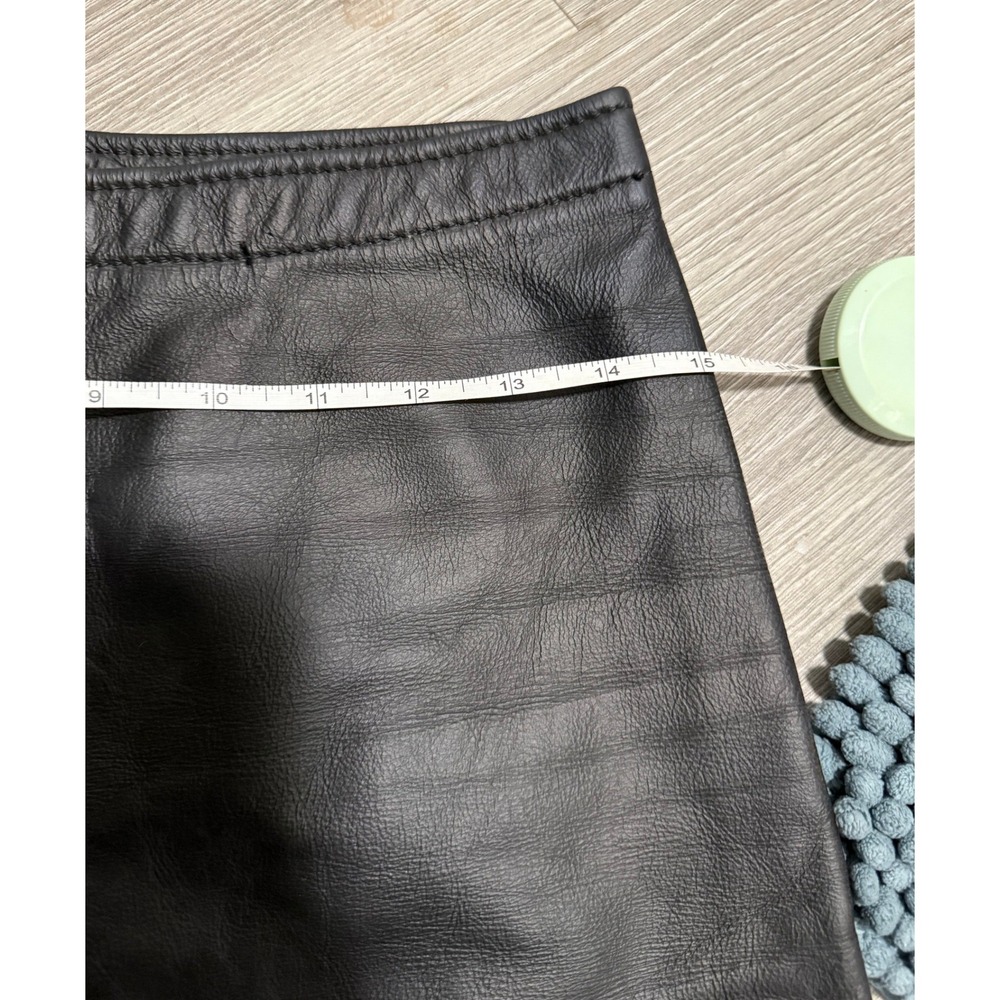 Vintage Genuine Leather Mini Skirt Black Soft‎ Leather Back Zip 28" Waist - Picture 6 of 7